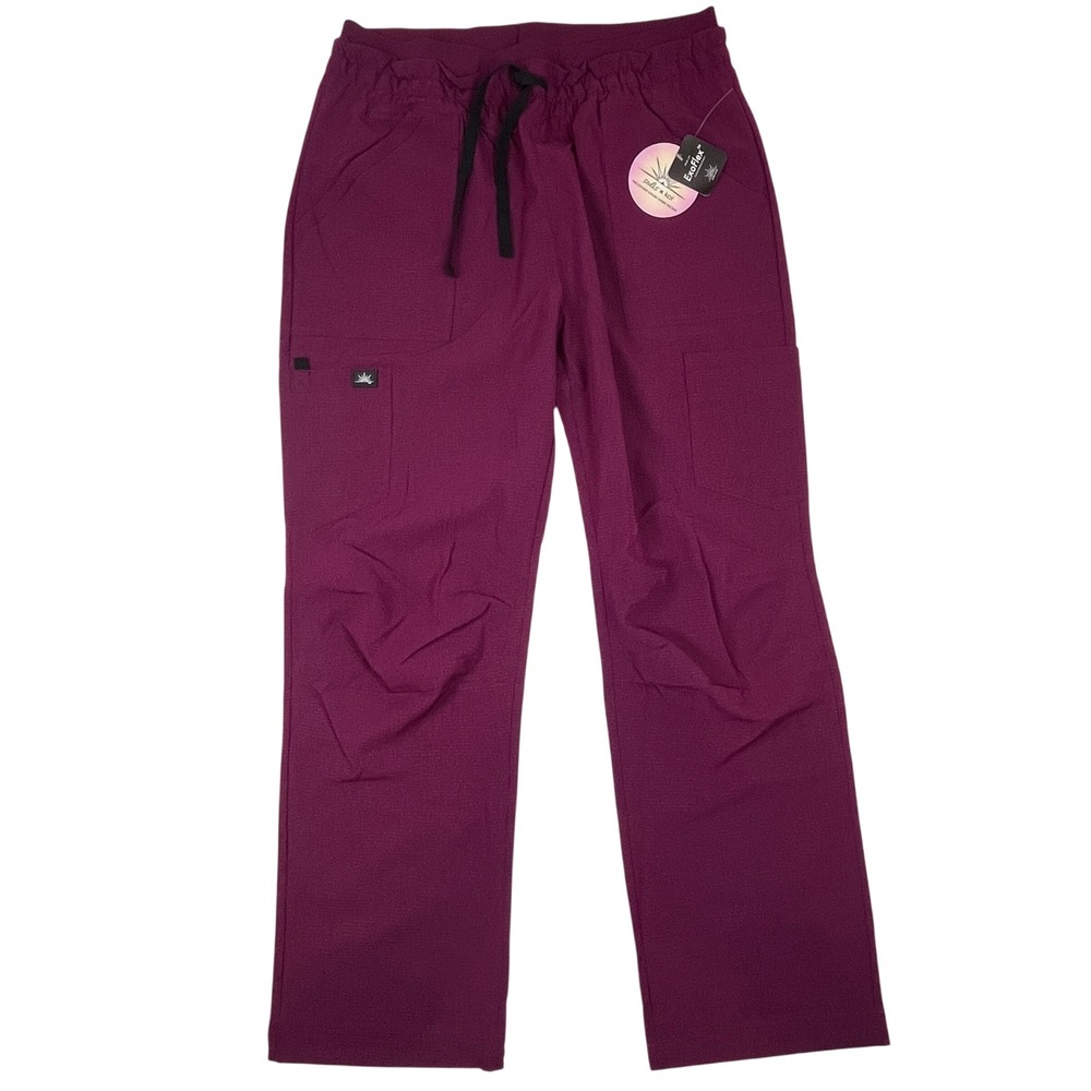 Solis x Koi Freda Wide Leg Scrub Pants Wine Large ExoFlex Ripstop Women NWT